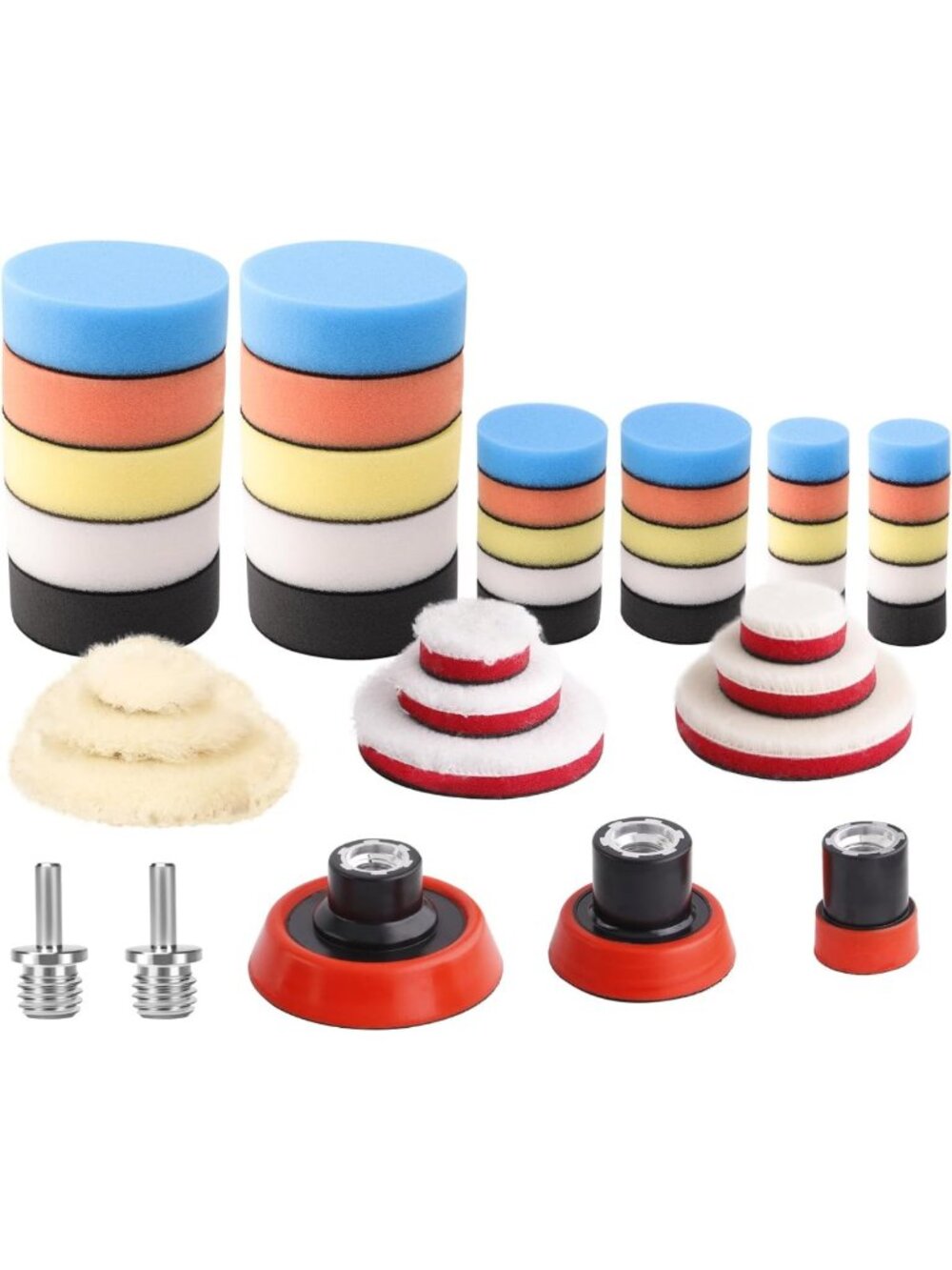44-Piece Car Detailing Foam Polishing Pad Kit - 1-3 Inch Buffing Pads & Adapters